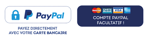 Paiement sécurisé par Payal et paiement direct par carte bancaire